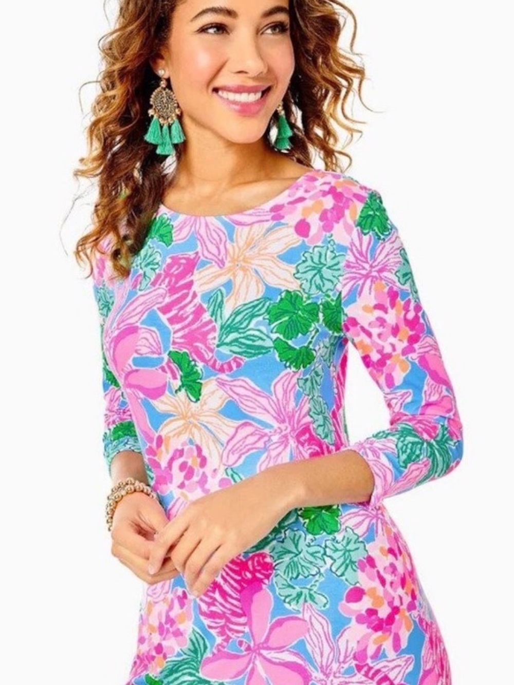 NWT LILLY PULITZER SIZE LARGE MORGANN MAXI DRESS *TIGERS LAIR* MULTI - Picture 2 of 7